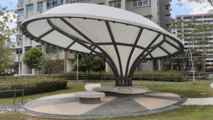 Bespoke inverted architectural tensile umbrella canopy pavilion in Punjab