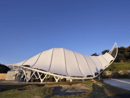 Sculptural wave membrane pavilion structure in Punjab
