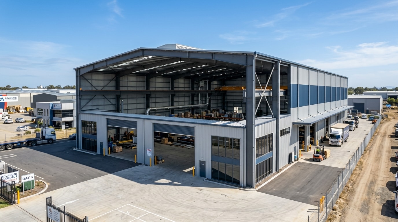 Industrial pre-engineered steel structure warehouse shed
