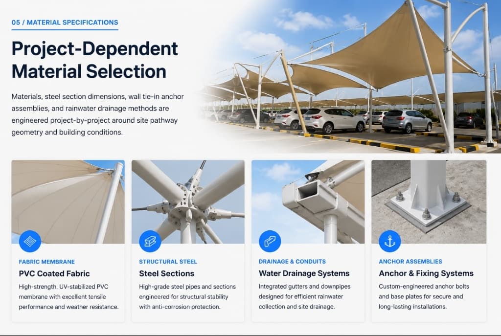 Project-Dependent Material Specifications for Walkway and Entrance Canopies